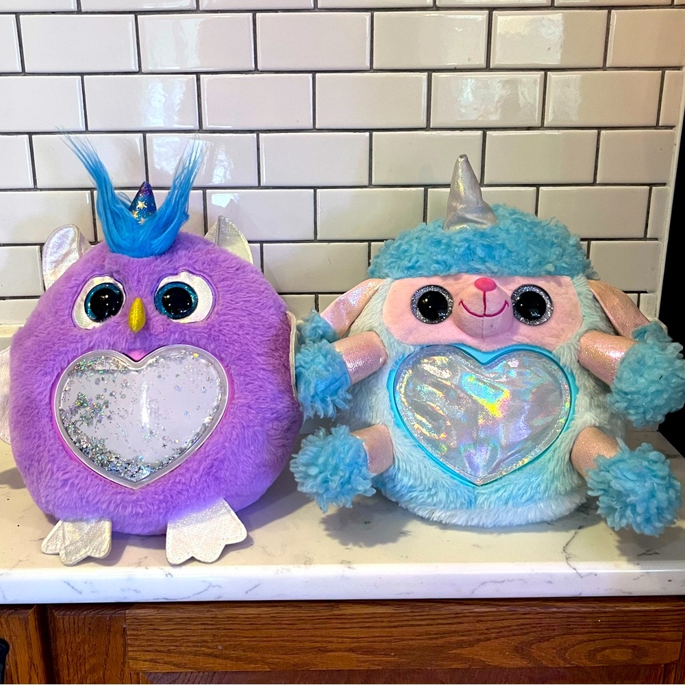 Set of two opened Rainbocorns - owl and poodle